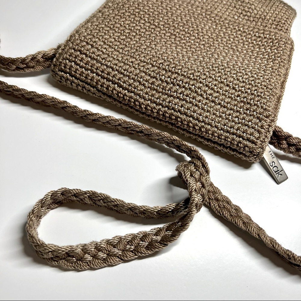 The Sak purse - tan with long strap.
